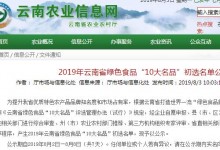 2019年云南省绿色食品“10大名品”初选名单